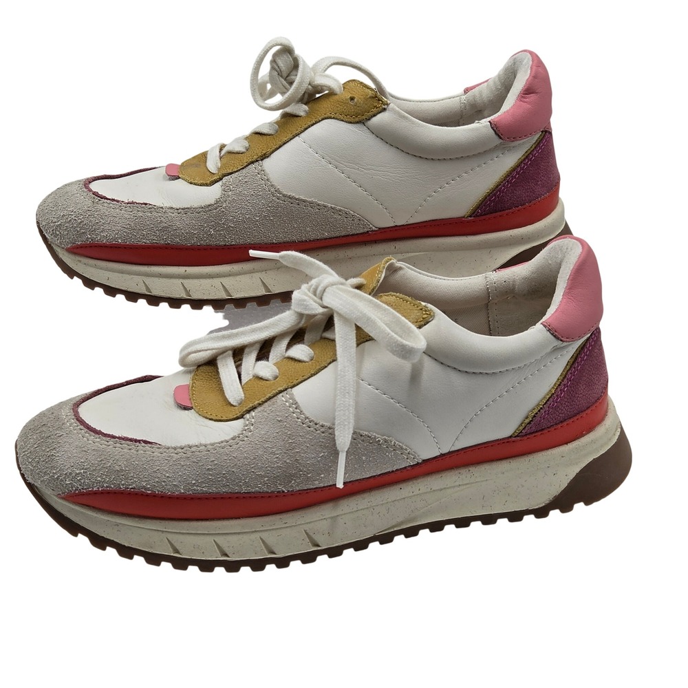 Madewell MWL Court Sneakers Womens 9 Mens 7.5 White Yellow Leather Suede NC294